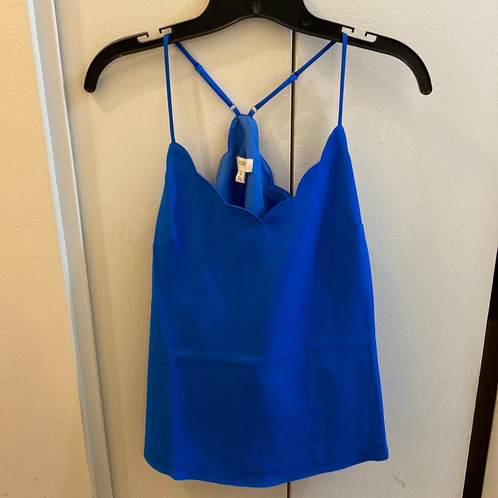 Jcrew factory NWT blue scallop tank